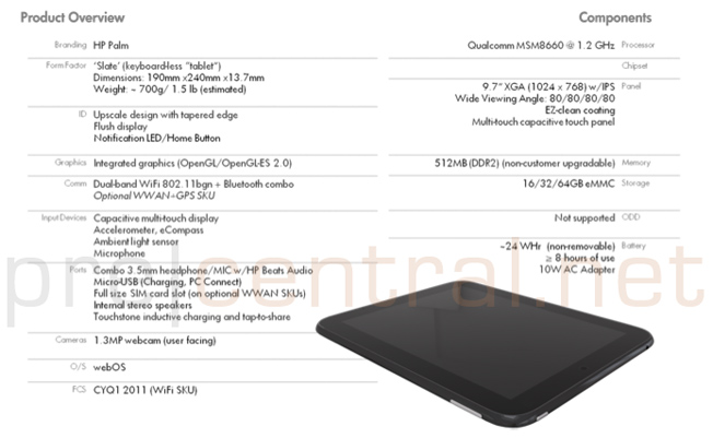 HP webOS Topaz tablet revealed 2